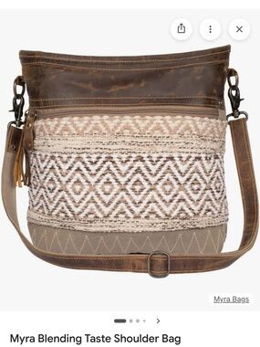 Myra Bag Brown and Cream Woven Shoulder Bag